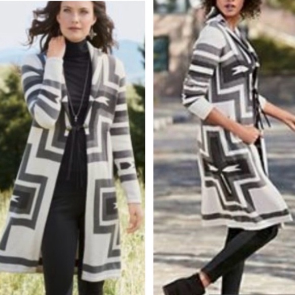 Pendleton Black and Gray Geometric Cardigan